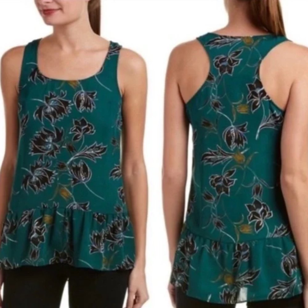 CAbi #3276 Zoe Tank Top Blouse Falling Flowers Green 3317